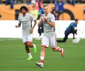 Images Dated 23rd July 2022: Arsenal's Oleksandr Zinchenko Rallies Fans Before Arsenal vs. Chelsea - Florida Cup 2022-23
