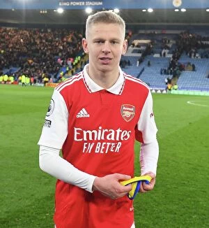 Images Dated 25th February 2023: Arsenal's Oleksandr Zinchenko Reacts After Leicester City Clash in 2022-23 Premier League