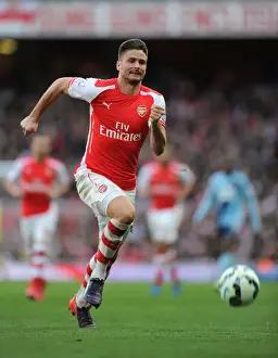 Arsenal's Olivier Giroud in Action During the 2014-2015 Premier League Match Against West Ham United