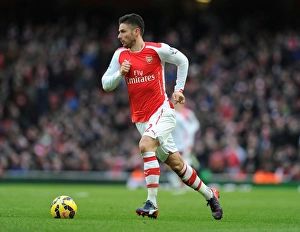 Arsenal's Olivier Giroud in Action Against Aston Villa, Premier League 2014-15