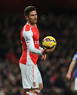 Arsenal V Leicester City 2014-15 Prints: Arsenal's Olivier Giroud in Action against Leicester City, Premier League 2014-15