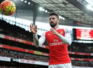 Arsenal V Leicester City 2015-16 Prints: Arsenal's Olivier Giroud in Action against Leicester City (2015-16 Premier League)