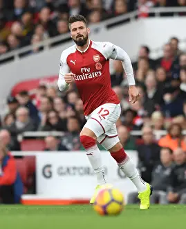 Arsenal V Swansea City 2017-18 Prints: Arsenal's Olivier Giroud in Action against Swansea City (2017-18)