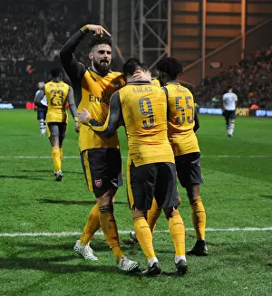 Preston North End V Arsenal - FA Cup - 2017 Prints: Arsenal's Olivier Giroud and Lucas Perez Celebrate Goals Against Preston North End in FA Cup Third Round