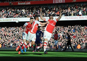 Arsenal Everton 2014-15 Prints: Arsenal's Olivier Giroud Scores