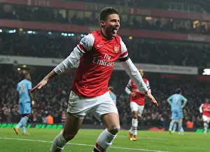 Arsenal's Olivier Giroud Scores Fifth Goal in Thrilling Arsenal v West Ham United Premier League Match, 2013