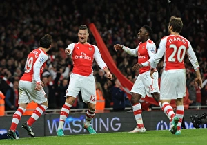 Arsenal's Olivier Giroud Scores First Goal vs. Newcastle United, Celebrates with Team