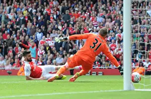 Arsenal V Aston Villa 2015-16 Prints: Arsenal's Olivier Giroud Scores Hat-trick Against Aston Villa in 2015-16 Premier League