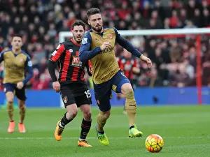 Bournemouth V Arsenal 2015-16 Prints: Arsenal's Olivier Giroud Scores Past Bournemouth's Adam Smith: Premier League 2015-16