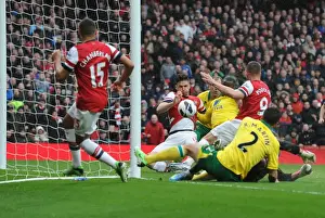 Arsenal V Norwich City 2012-13 Prints: Arsenal's Olivier Giroud Scores Second Goal Against Norwich City (April 2013)