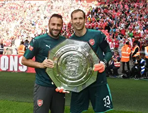 Arsenal V Chelsea - FA Community Shield 2017-18 Prints: Arsenal's Ospina and Cech Lift the FA Community Shield: Arsenal's Victory over Chelsea
