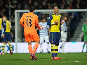 Queens Park Rangers V Arsenal 2014-15 Prints: Arsenal's Ospina and Gibbs in Action against Queens Park Rangers (2015)