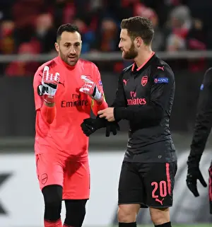 Ostersunds V Arsenal 2017-18 Prints: Arsenal's Ospina and Mustafi Prepare for Ostersunds Clash in Europa League