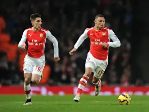 Arsenal V Newcastle United 2014/15 Prints: Arsenal's Oxlade-Chamberlain and Bellerin in Action: Arsenal vs Newcastle United (2014/15)