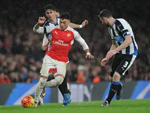 Arsenal V Newcastle United 2015-16 Prints: Arsenal's Oxlade-Chamberlain Clashes with Newcastle's Dummett and Perez