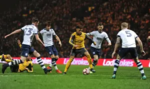 Preston North End V Arsenal - FA Cup - 2017 Prints: Arsenal's Oxlade-Chamberlain Faces Off Against Preston Duo Cunningham and Clarke in FA Cup Clash