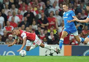 Arsenal V Olympiacos 2011-12 Prints: Arsenal's Oxlade-Chamberlain Fouls by Holebas in 2011-12 Champions League Clash