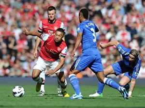 Arsenal V Chelsea 2012-13 Prints: Arsenal's Oxlade-Chamberlain Outmaneuvers Chelsea's Torres and Cole