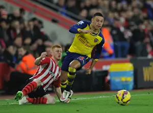Southampton V Arsenal 2014-15 Prints: Arsenal's Oxlade-Chamberlain Outwits Southampton's Reed in Premier League Clash (January 2015)