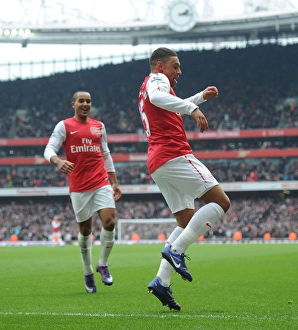 Arsenal V Blackburn Rovers 2011-12 Prints: Arsenal's Oxlade-Chamberlain Scores Fifth Goal vs. Blackburn Rovers (2011-12)