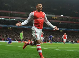 Arsenal V Anderlecht 2014/15 Prints: Arsenal's Oxlade-Chamberlain Scores His Third Goal Against RSC Anderlecht in the Champions League (2014)