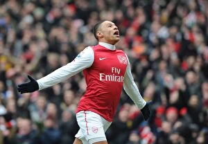 Images Dated 4th February 2012: Arsenal's Oxlade-Chamberlain Scores Third Goal vs. Blackburn Rovers (2011-12)