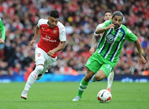 Arsenal V Wolfsburg - Emirates Cup 2015/16 Prints: Arsenal's Oxlade-Chamberlain vs. Rodriguez: Emirates Cup Showdown (2015)