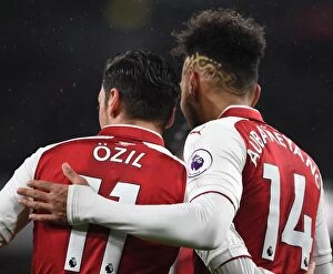 Images Dated 3rd February 2018: Arsenal's Ozil and Aubameyang in Action: Arsenal v Everton, Premier League 2017-18