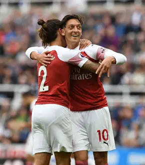 Newcastle United V Arsenal 2018-19 Prints: Arsenal's Ozil and Bellerin: A Celebratory Moment after Scoring against Newcastle United