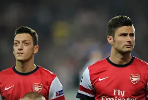 Arsenal V Napoli 2013-14 Prints: Arsenal's Ozil and Giroud: United in Focus at the Emirates (Arsenal v Napoli)