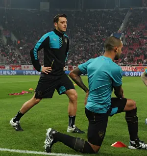 Olympiacos V Arsenal 2015-16 Prints: Arsenal's Ozil and Walcott Before UEFA Champions League Clash Against Olympiacos