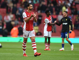 Arsenal's Pablo Mari Celebrates with Fans after Arsenal vs. Chelsea Match, 2021-22 Premier League