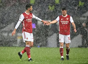 West Bromwich Albion V Arsenal 2020-21 Prints: Arsenal's Pablo Mari and Granit Xhaka in Action against West Bromwich Albion (2020-21)