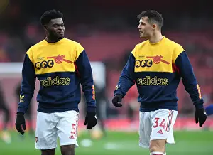 Arsenal V Southampton 2021-22 Prints: Arsenal's Partey and Xhaka Pre-Match Huddle vs Southampton (Premier League 2021-22)