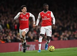 Images Dated 6th December 2019: Arsenal's Pepe and Bellerin in Action against Brighton & Hove Albion (2019-20)