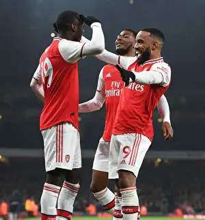 Arsenal's Pepe and Lacazette Celebrate First Goal Against Manchester United (2019-20)