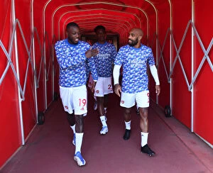 Arsenal v Leeds United 2021_22 Collection: Arsenal's Pepe and Lacazette Before Clash Against Leeds United (2021-22)