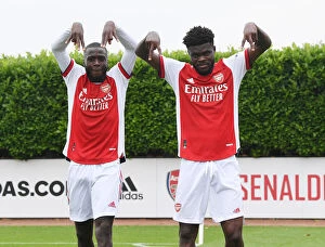 Arsenal v Millwall 2021-22 Collection: Arsenal's Pepe and Partey Post-Match: Arsenal v Millwall Pre-Season Friendly, 2021