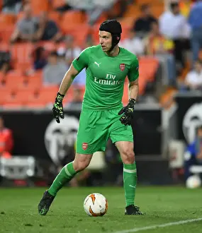 Arsenal's Petr Cech in Action at Valencia's Estadio Mestalla - UEFA Europa League Semi-Final
