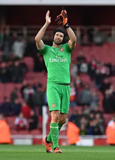 Arsenal V Everton 2018-19 Prints: Arsenal's Petr Cech Celebrates with Fans after Arsenal v Everton Victory (2018-19)