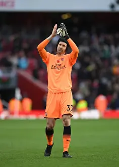 Arsenal V Swansea City 2017-18 Prints: Arsenal's Petr Cech Celebrates with Fans after Arsenal v Swansea City Victory