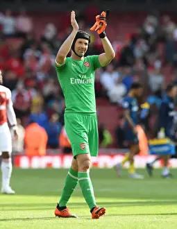 Arsenal V West Ham United 2018-19 Prints: Arsenal's Petr Cech Celebrates with Fans after Arsenal v West Ham United Victory