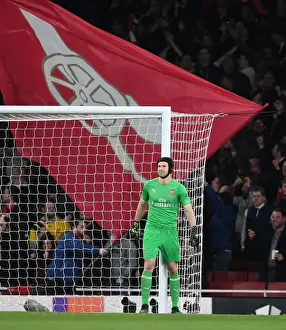 Arsenal's Petr Cech Focuses in UEFA Europa League Semi-Final vs Valencia