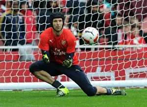 Arsenal's Petr Cech Gears Up for Arsenal v VfL Wolfsburg - Emirates Cup 2015/16