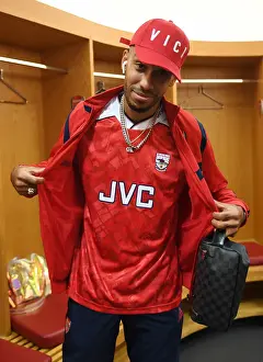 Arsenal's Pierre-Emerick Aubameyang in the Changing Room Before Arsenal v Southampton (2019-20)