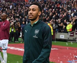 West Ham United v Arsenal 2018-19 Collection: Arsenal's Pierre-Emerick Aubameyang Gears Up for West Ham Clash in Premier League