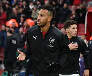 Arsenal V Huddersfield Town - 2018-19 Prints: Arsenal's Pierre-Emerick Aubameyang Ready for Action Against Huddersfield Town (2018-19)