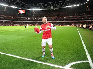 Arsenal V Liverpool - FA Cup 2013-14 Prints: Arsenal's Podolski Celebrates FA Cup Upset Over Liverpool