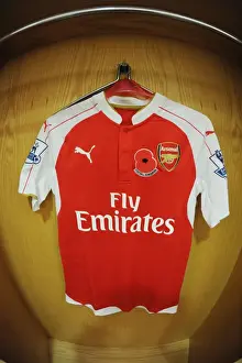Arsenal's Poppy Shirts in Arsenal Home Changing Room Before Arsenal vs. Tottenham, 2015-16 Premier League