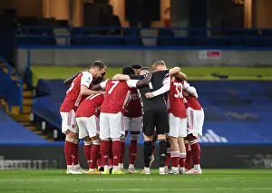 Arsenal's Pre-Match Huddle at Empty Stamford Bridge: Chelsea vs Arsenal, Premier League 2020-21
